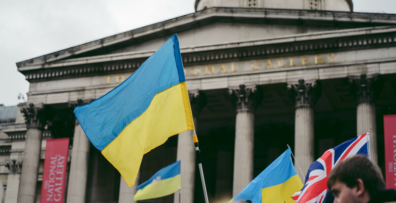 Акция в поддержку Украины на Трафальгарской площади в Лондоне, 2022 год. Фото: 123rf.com