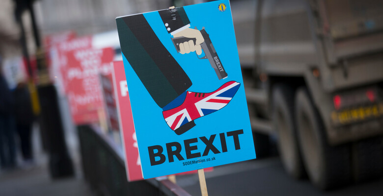 Баннер на акции против выхода Великобритании из ЕС, 2019 год. Фото: 123rf.com
